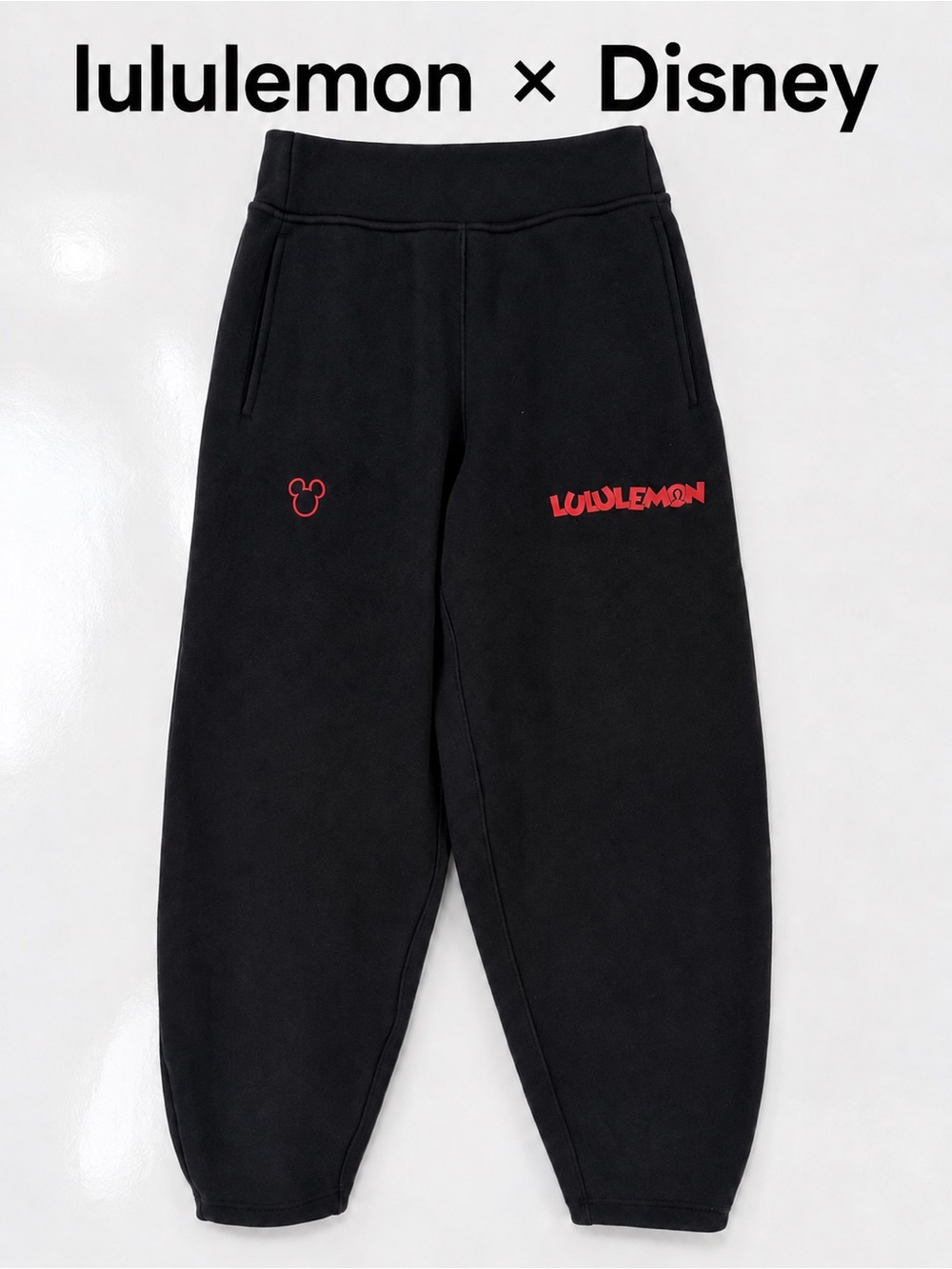 Disney x Lululemon Heavyweight Fleece Mickey Mouse Sweatpants Black Large EUC